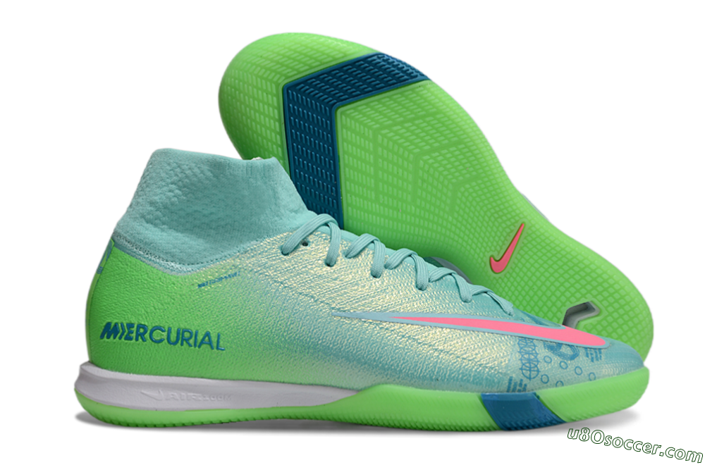 Nike Air Zoom Mercurial Superfly 10 Elite IC Indoor & Futsal Soccer Shoes - Jade/Pink/Yellow 1