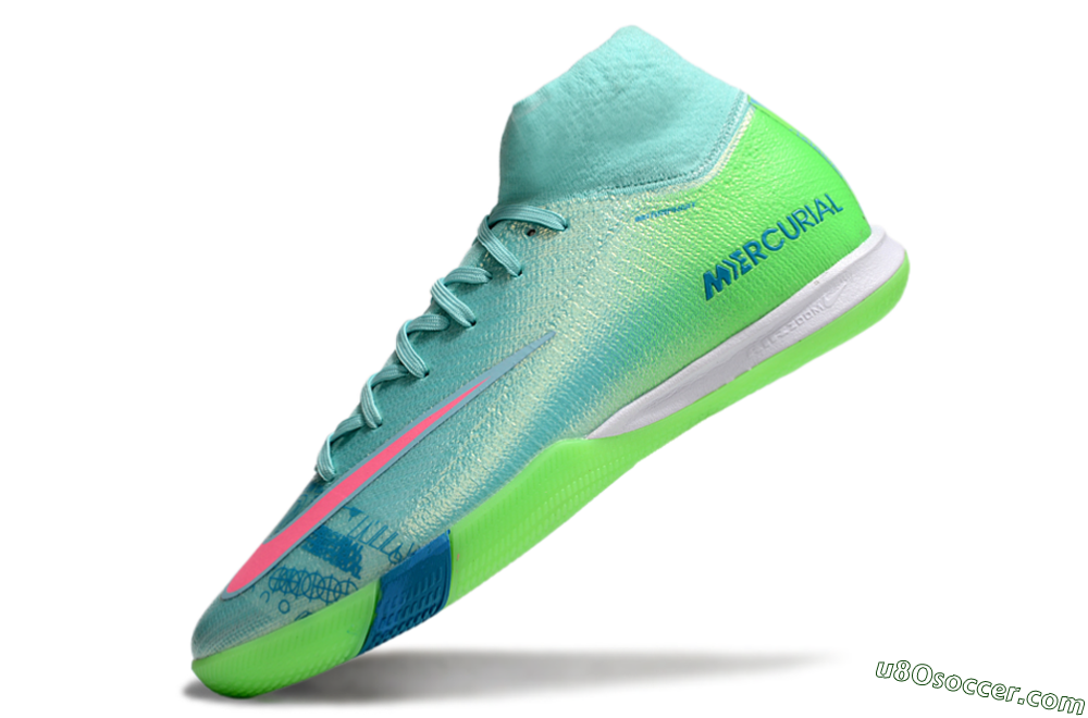 Nike Air Zoom Mercurial Superfly 10 Elite IC Indoor & Futsal Soccer Shoes - Jade/Pink/Yellow 5