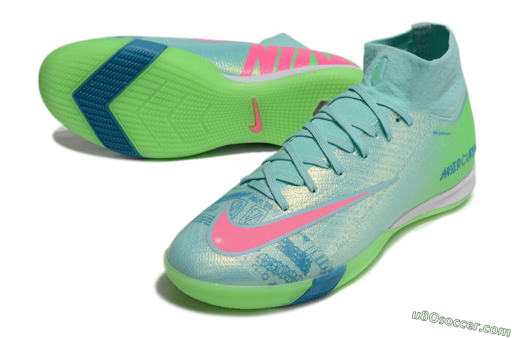 Nike Air Zoom Mercurial Superfly 10 Elite IC Indoor & Futsal Soccer Shoes - Jade/Pink/Yellow 3
