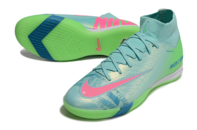 Nike Air Zoom Mercurial Superfly 10 Elite IC Indoor & Futsal Soccer Shoes - Jade/Pink/Yellow