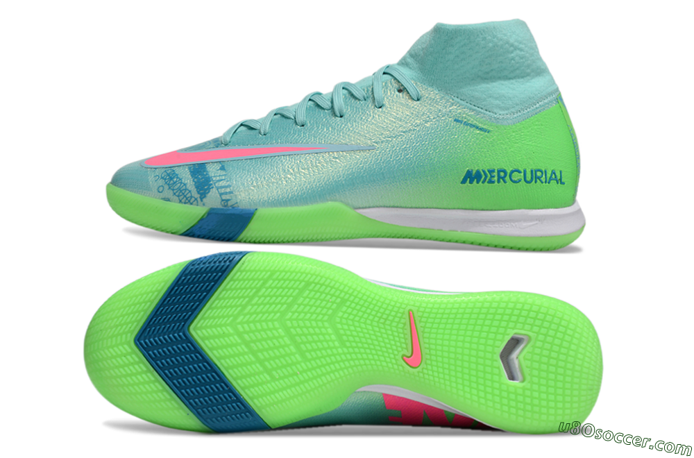 Nike Air Zoom Mercurial Superfly 10 Elite IC Indoor & Futsal Soccer Shoes - Jade/Pink/Yellow 0