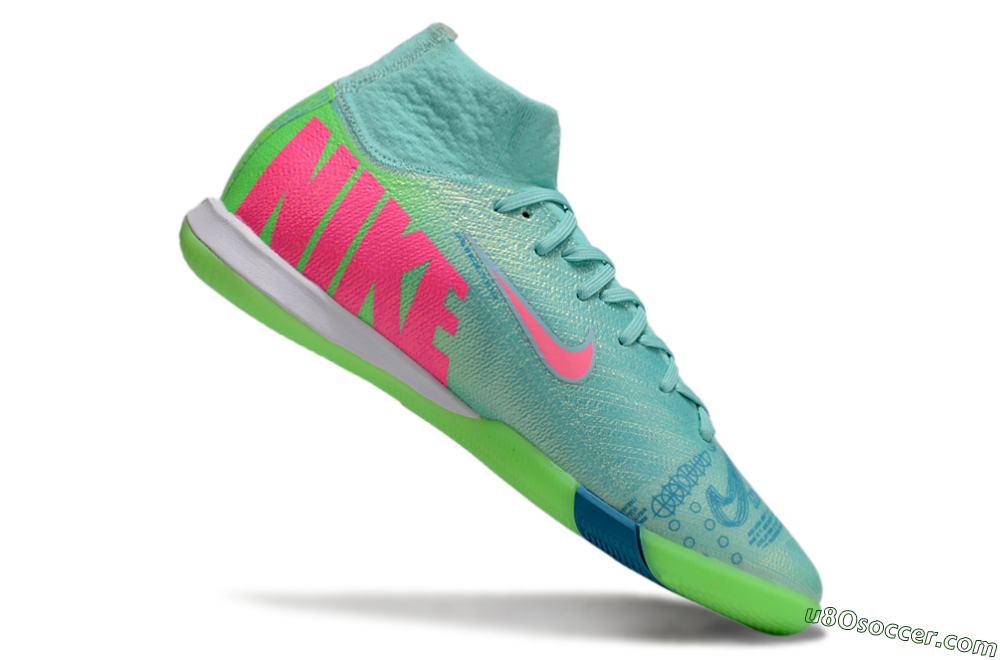 Nike Air Zoom Mercurial Superfly 10 Elite IC Indoor & Futsal Soccer Shoes - Jade/Pink/Yellow 4