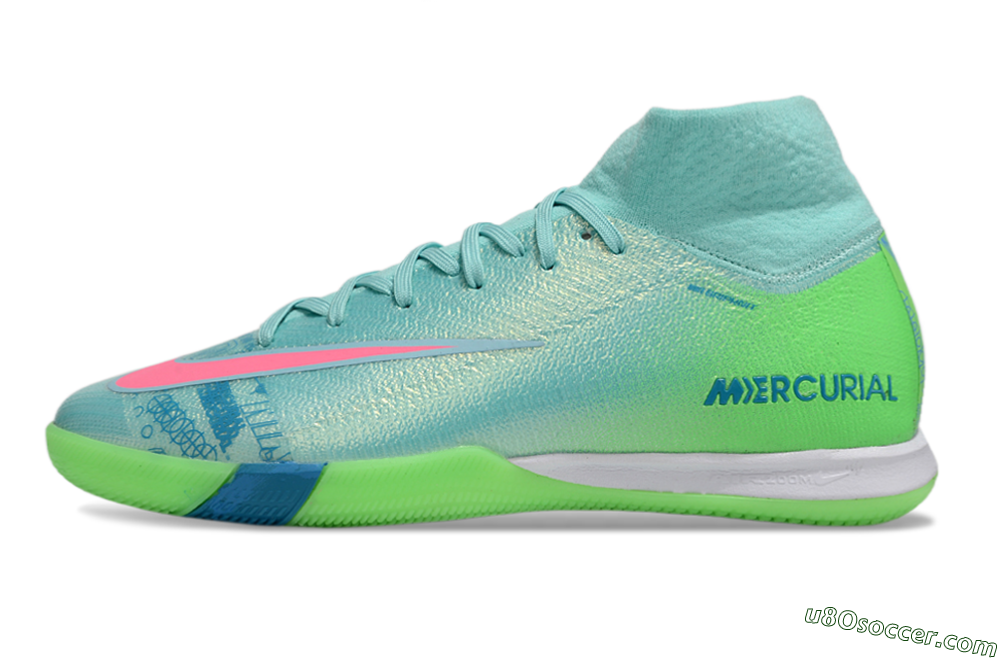Nike Air Zoom Mercurial Superfly 10 Elite IC Indoor & Futsal Soccer Shoes - Jade/Pink/Yellow 2
