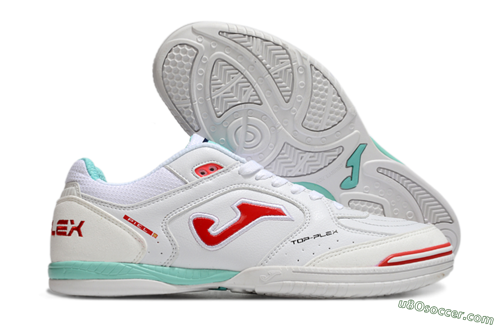 Joma Top Flex IC Indoor & Futsal Soccer Shoes - White/Red/Jade 1