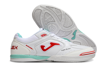 Joma Top Flex IC Indoor & Futsal Soccer Shoes - White/Red/Jade