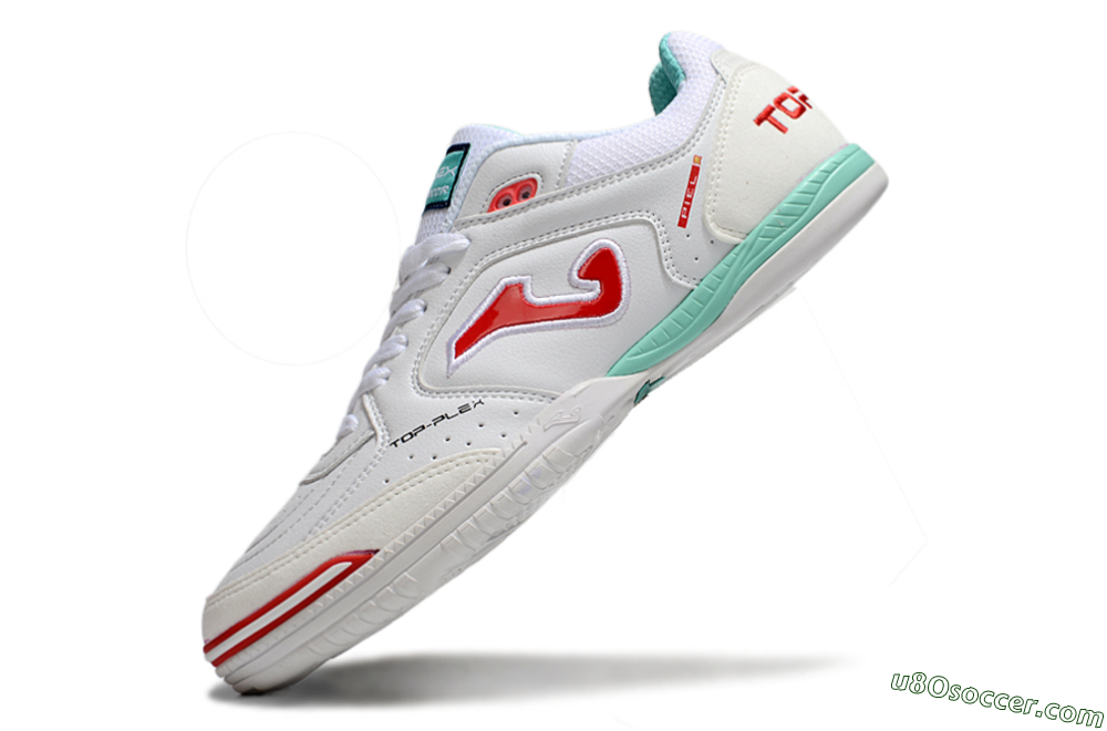 Joma Top Flex IC Indoor & Futsal Soccer Shoes - White/Red/Jade 5