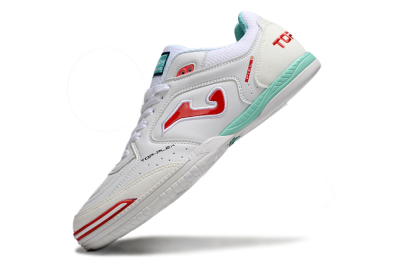Joma Top Flex IC Indoor & Futsal Soccer Shoes - White/Red/Jade
