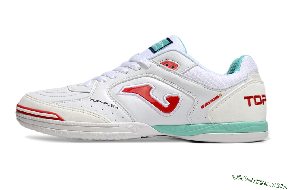 Joma Top Flex IC Indoor & Futsal Soccer Shoes - White/Red/Jade 2