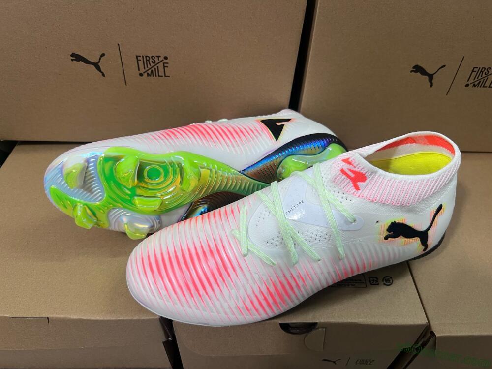 Puma Future 8 Ultimate FG Firm Ground Soccer Cleats - White/Red/Yellow