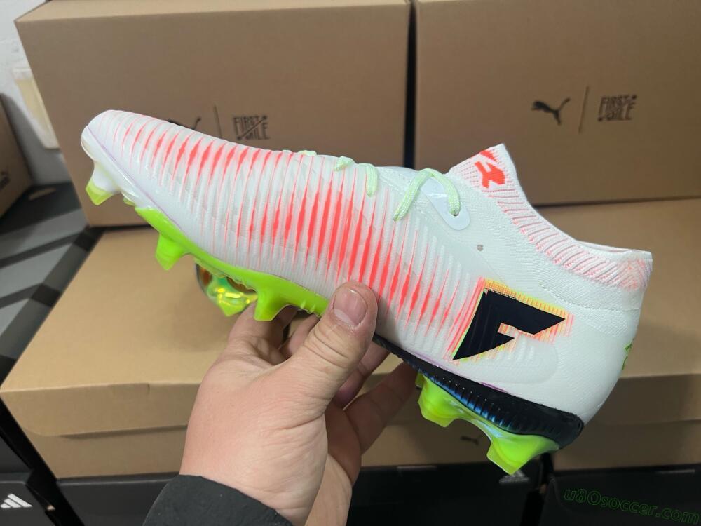 Puma Future 8 Ultimate FG Firm Ground Soccer Cleats - White/Red/Yellow