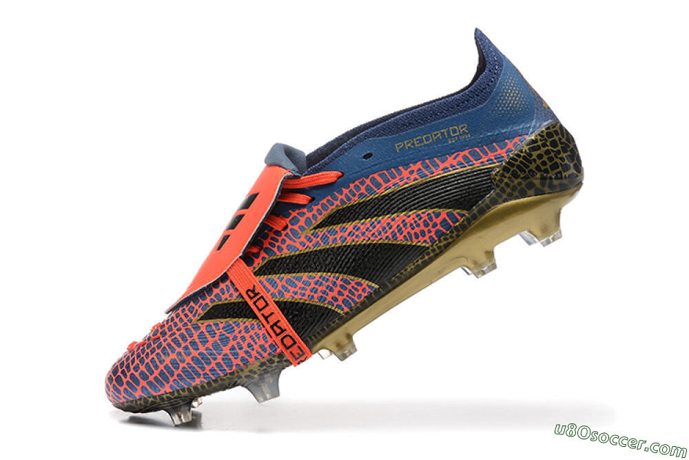 Adidas Predator Elite 25 Foldover Tongue FG Firm Ground Soccer Cleats - Red/Blue/Gold 8