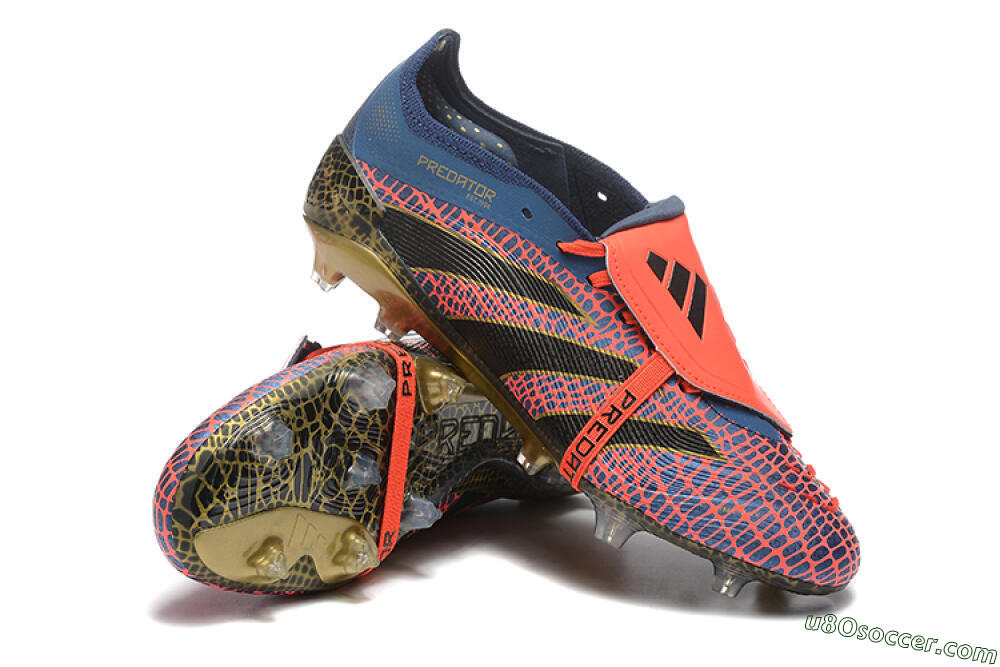 Adidas Predator Elite 25 Foldover Tongue FG Firm Ground Soccer Cleats - Red/Blue/Gold 4