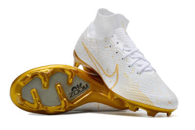 Nike Air Zoom Mercurial Superfly 9 Elite FG Firm Ground Soccer Cleats - White/Gold