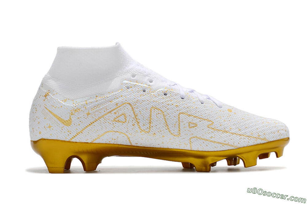 Nike Air Zoom Mercurial Superfly 9 Elite FG Firm Ground Soccer Cleats - White/Gold 4