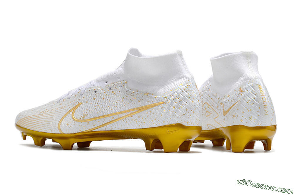 Nike Air Zoom Mercurial Superfly 9 Elite FG Firm Ground Soccer Cleats - White/Gold 5
