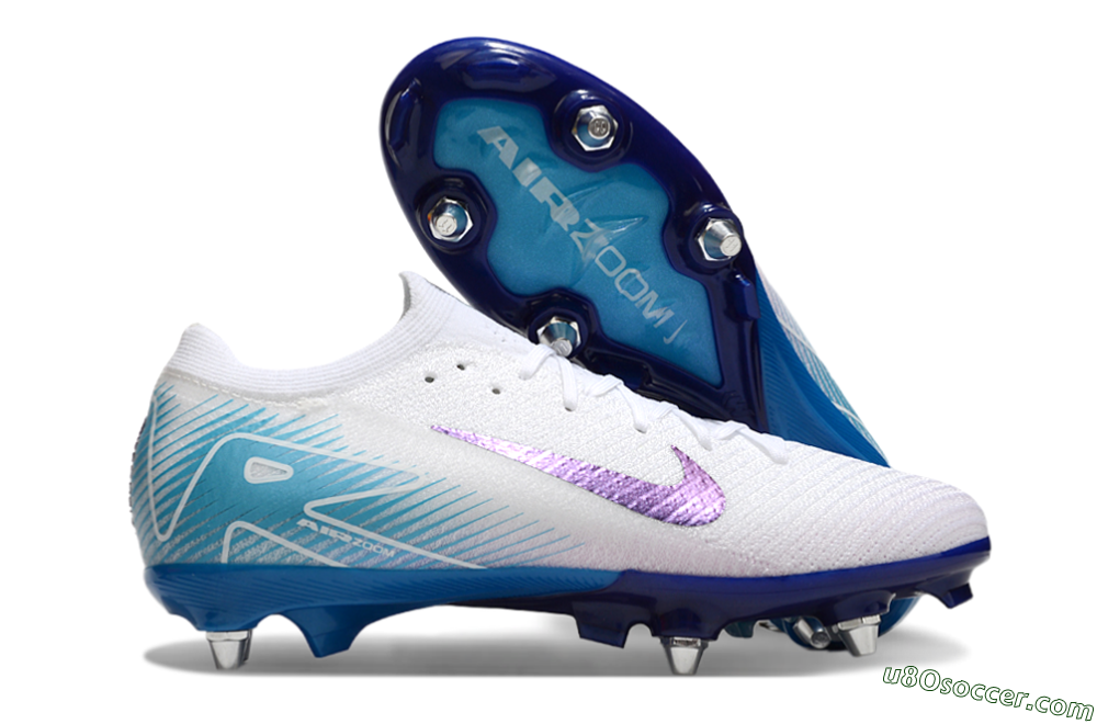 Nike Air Zoom Mercurial Vapor 16 Elite SG Soft Ground Soccer Cleats - White/Purple/Jade 1