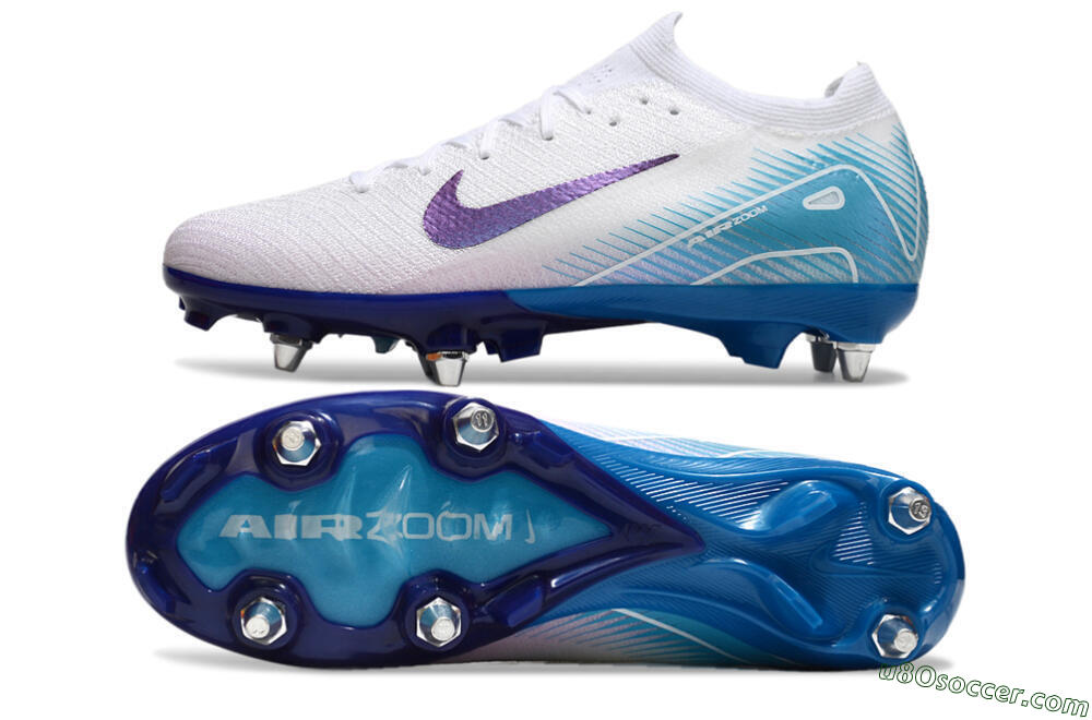 Nike Air Zoom Mercurial Vapor 16 Elite SG Soft Ground Soccer Cleats - White/Purple/Jade 0