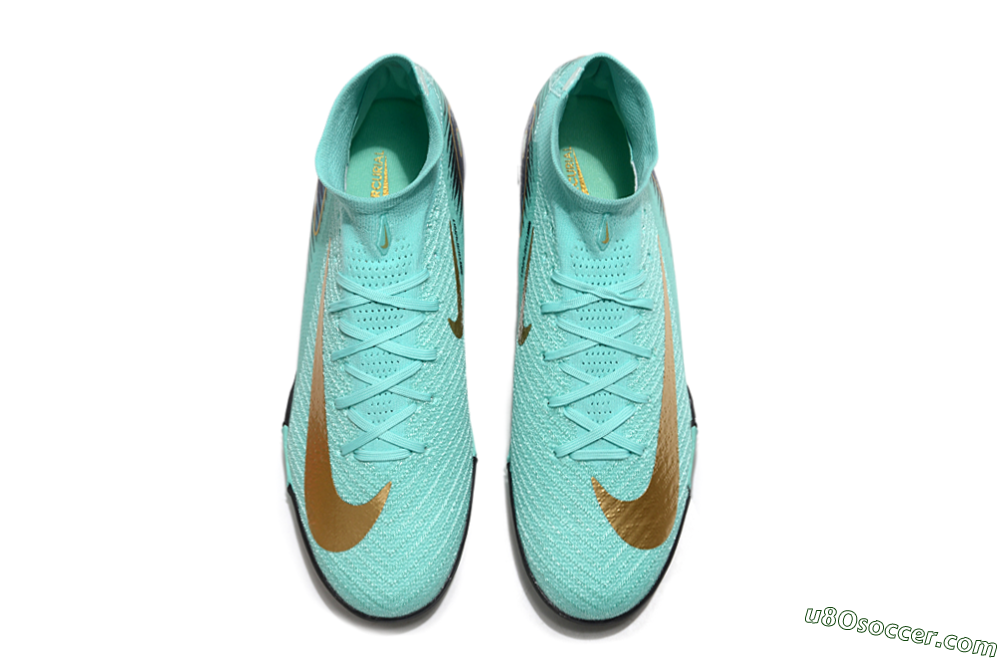 Nike Air Zoom Mercurial Superfly 10 Elite TF Artificial Turf Soccer Shoes - Jade/Gold/Blue 4