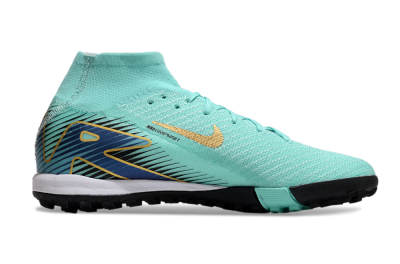 Nike Air Zoom Mercurial Superfly 10 Elite TF Artificial Turf Soccer Shoes - Jade/Gold/Blue