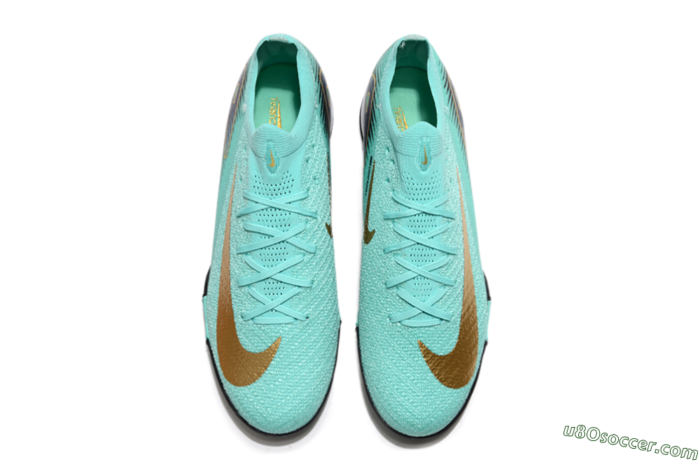 Nike Air Zoom Mercurial Vapor 16 Elite TF Artificial Turf Soccer Shoes - Jade/Gold/Blue 4