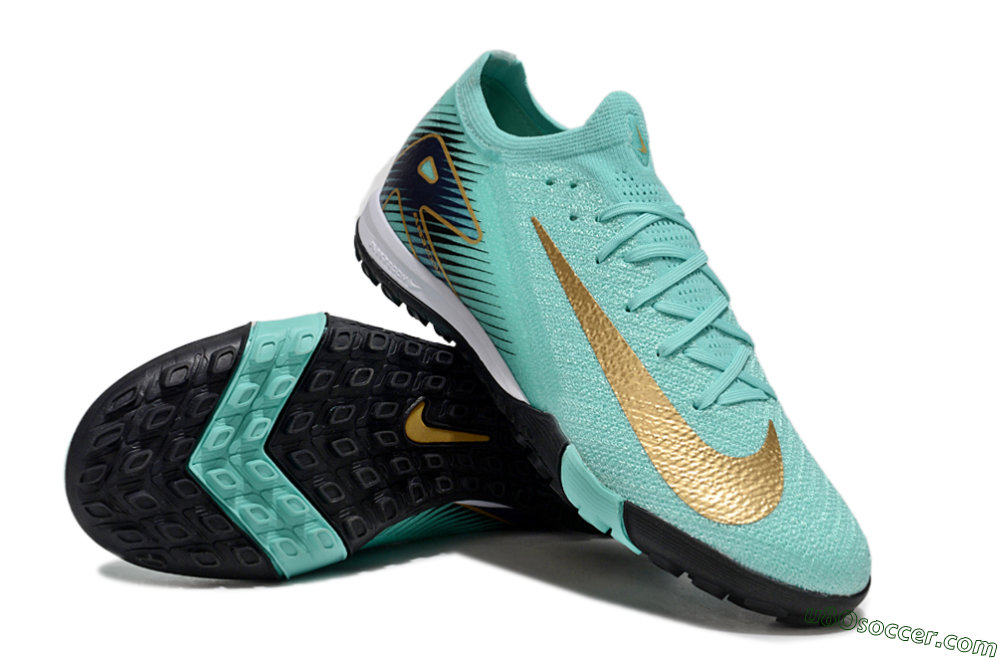 Nike Air Zoom Mercurial Vapor 16 Elite TF Artificial Turf Soccer Shoes - Jade/Gold/Blue 3