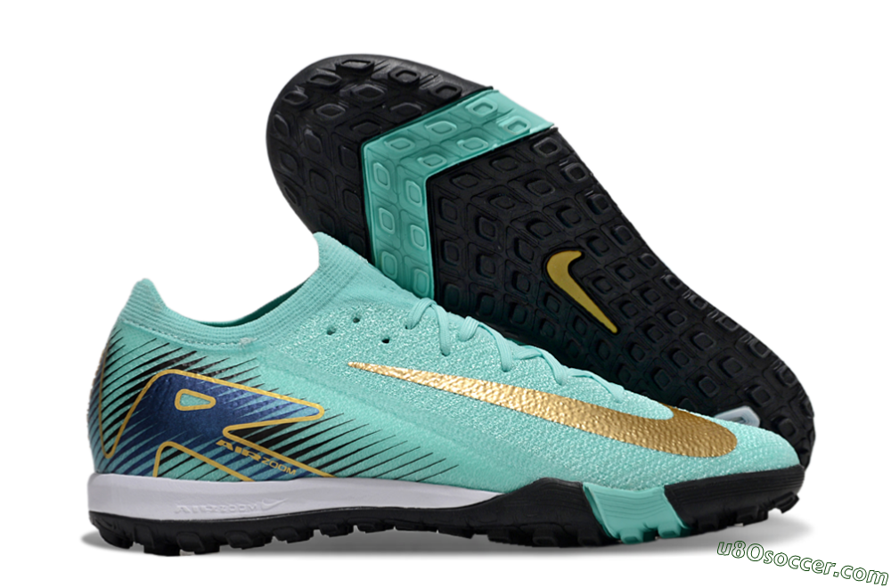 Nike Air Zoom Mercurial Vapor 16 Elite TF Artificial Turf Soccer Shoes - Jade/Gold/Blue 1