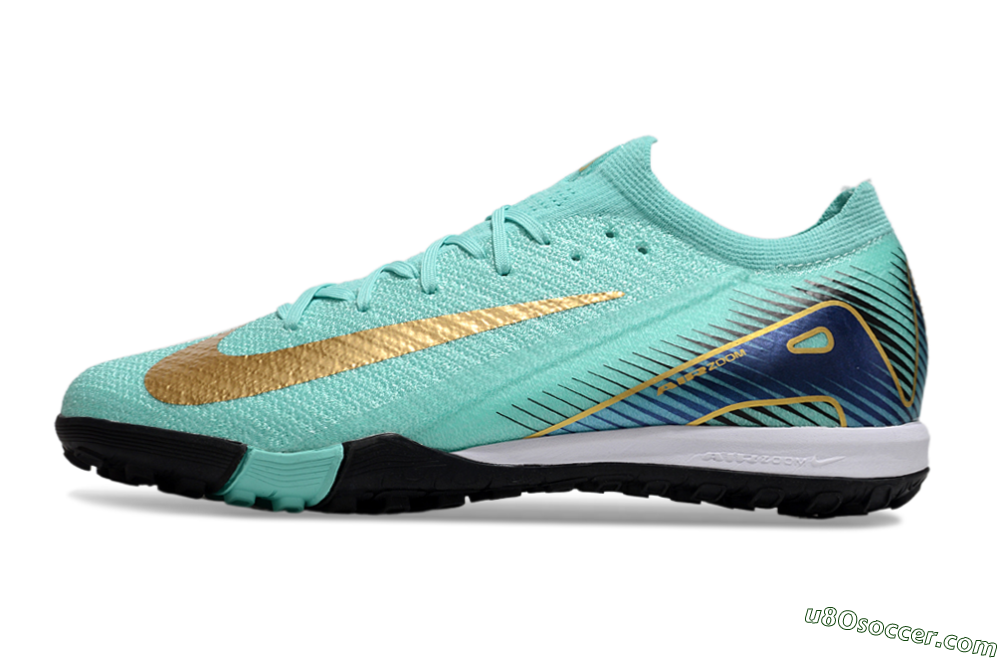 Nike Air Zoom Mercurial Vapor 16 Elite TF Artificial Turf Soccer Shoes - Jade/Gold/Blue 2