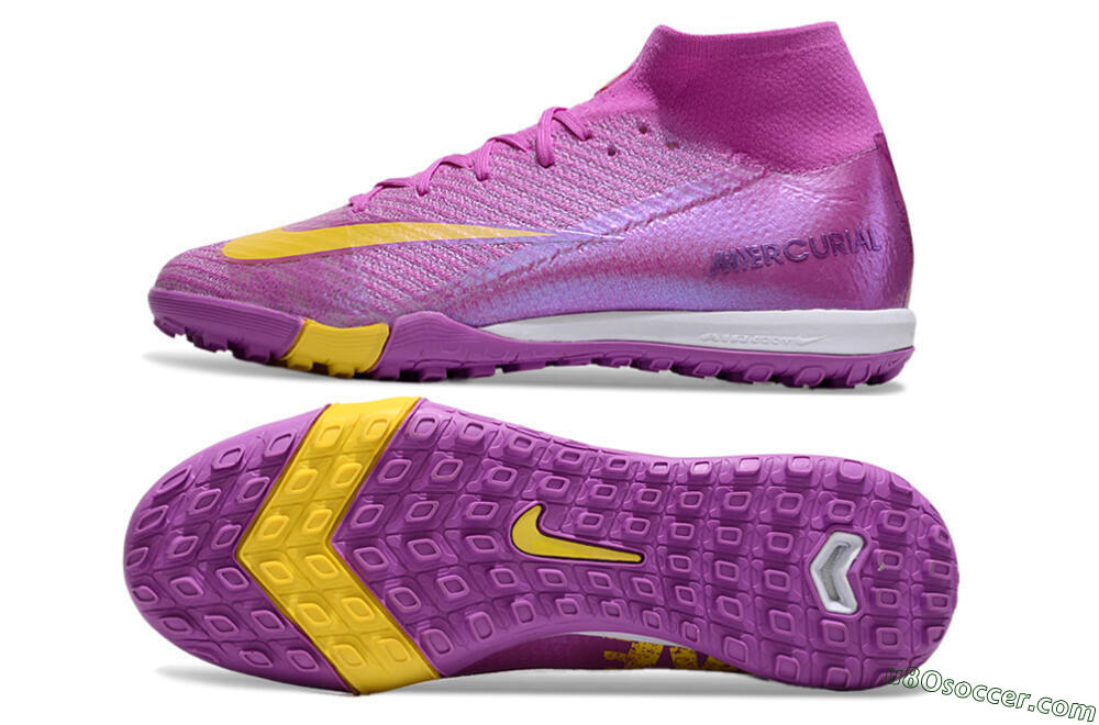 Nike Air Zoom Mercurial Superfly 10 Elite TF Artificial Turf Soccer Shoes - Purple/Yellow/White 0