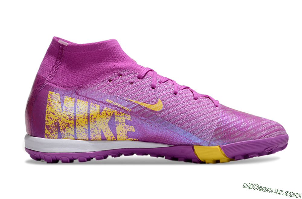 Nike Air Zoom Mercurial Superfly 10 Elite TF Artificial Turf Soccer Shoes - Purple/Yellow/White 7
