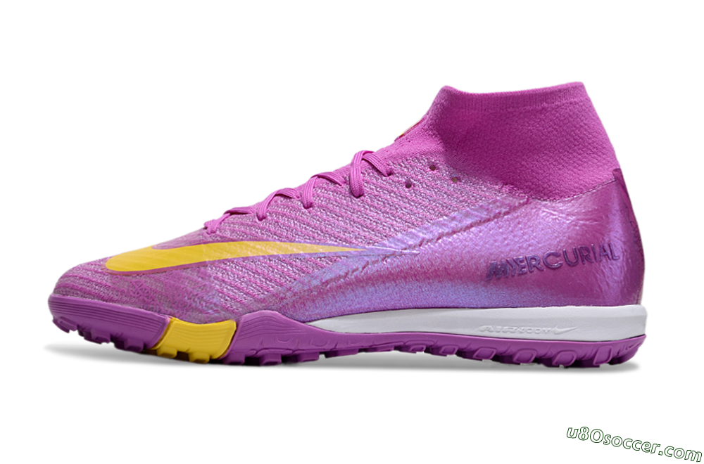 Nike Air Zoom Mercurial Superfly 10 Elite TF Artificial Turf Soccer Shoes - Purple/Yellow/White 2