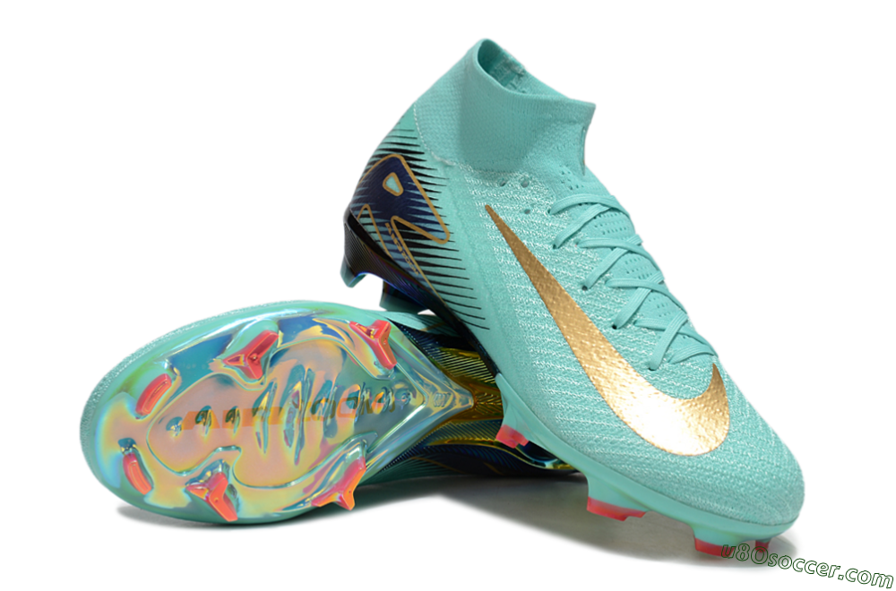 Nike Air Zoom Mercurial Superfly 10 Elite FG Firm Ground Soccer Cleats - Jade/Gold/Blue 3