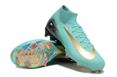 Nike Air Zoom Mercurial Superfly 10 Elite FG Firm Ground Soccer Cleats - Jade/Gold/Blue