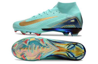 Nike Air Zoom Mercurial Superfly 10 Elite FG Firm Ground Soccer Cleats - Jade/Gold/Blue