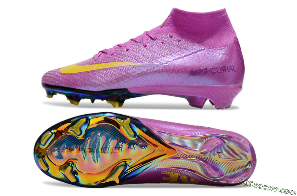Nike Air Zoom Mercurial Superfly 10 Elite FG Firm Ground Soccer Cleats - Purple/Yellow/Gold 0
