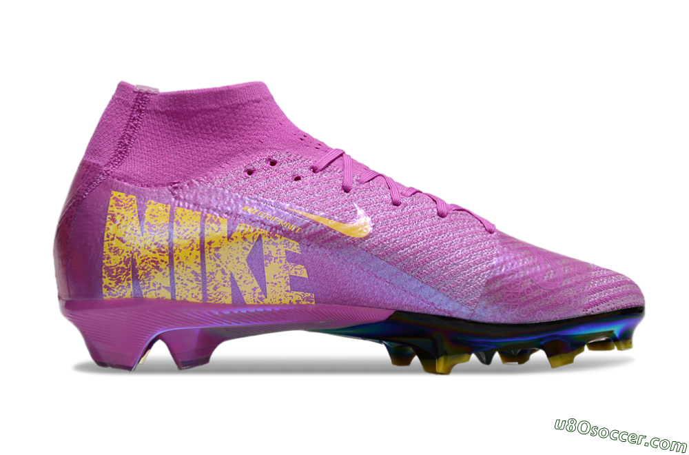 Nike Air Zoom Mercurial Superfly 10 Elite FG Firm Ground Soccer Cleats - Purple/Yellow/Gold 7