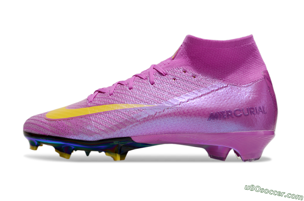 Nike Air Zoom Mercurial Superfly 10 Elite FG Firm Ground Soccer Cleats - Purple/Yellow/Gold 2