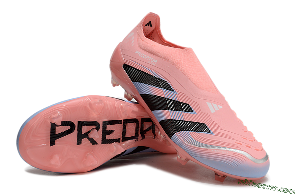 Adidas Predator Laceless Elite 25 FG Firm Ground Soccer Cleats - Pink/Blue/Black 3