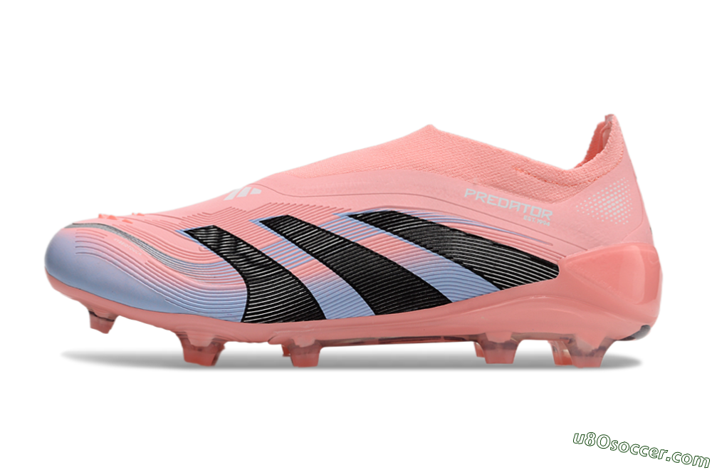 Adidas Predator Laceless Elite 25 FG Firm Ground Soccer Cleats - Pink/Blue/Black 2