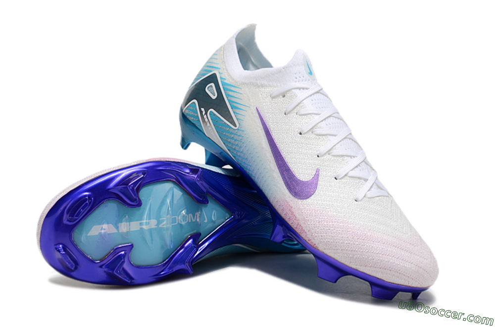 Nike Air Zoom Mercurial Vapor 16 Elite FG Firm Ground Soccer Cleats - White/Purple/Pink/Jade 4