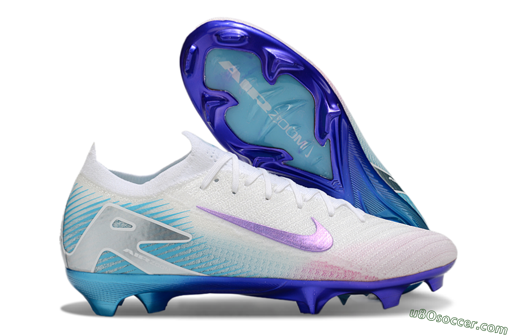 Nike Air Zoom Mercurial Vapor 16 Elite FG Firm Ground Soccer Cleats - White/Purple/Pink/Jade 1