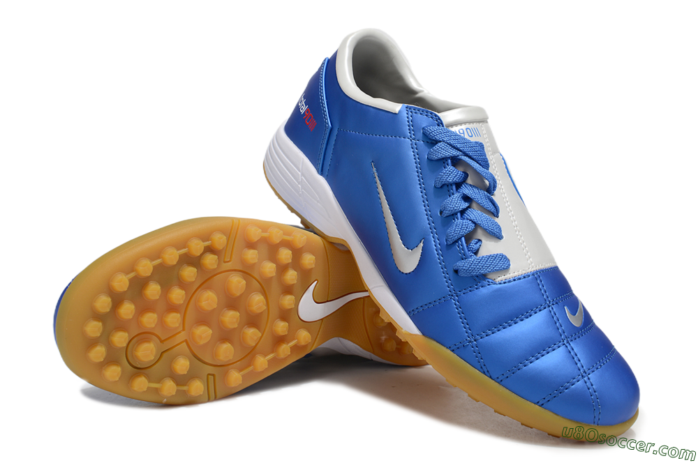 Nike Total 90 II TF Artificial Turf Soccer Shoes - Blue/White/Brown 3