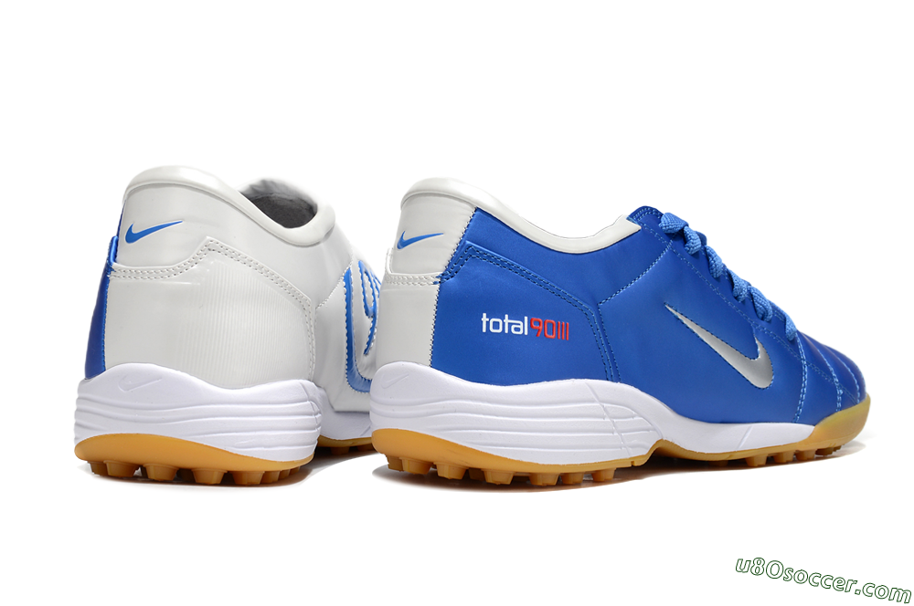 Nike Total 90 II TF Artificial Turf Soccer Shoes - Blue/White/Brown 6
