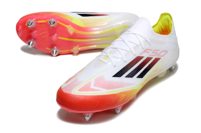 Adidas F50 Elite SG Soft Ground Soccer Cleats - White/Red/Yellow