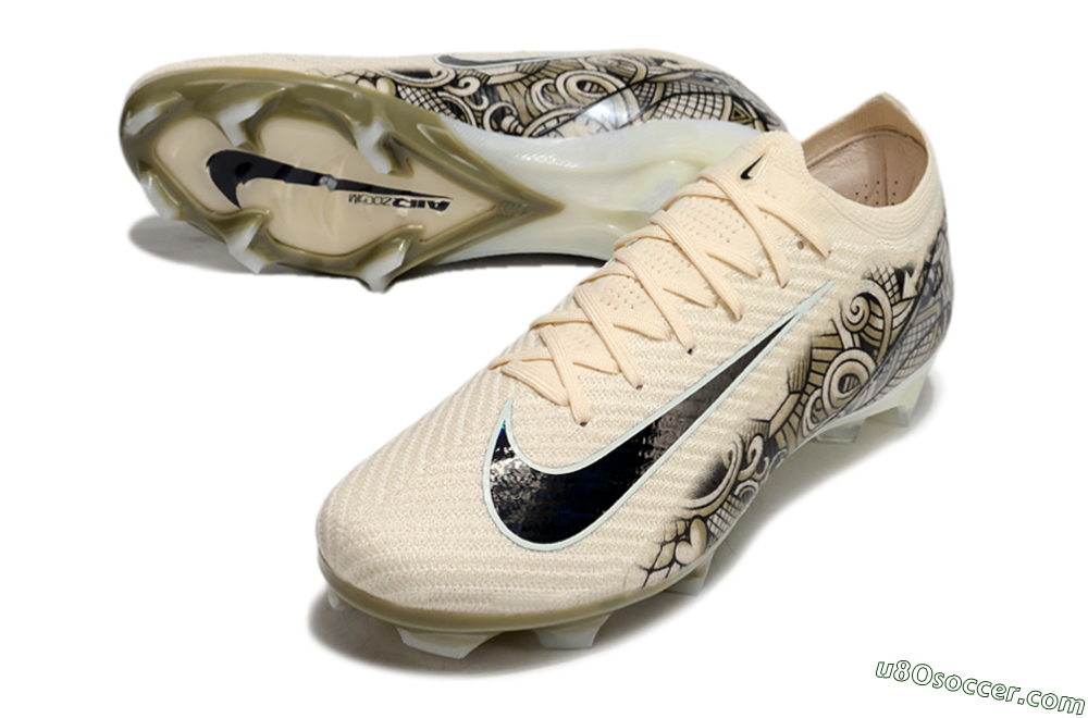 Nike Air Zoom Mercurial Vapor 16 Elite FG Firm Ground Soccer Cleats - Beige/Black/White 3