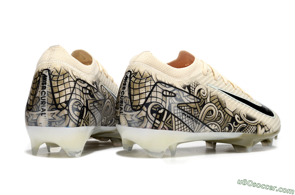Nike Air Zoom Mercurial Vapor 16 Elite FG Firm Ground Soccer Cleats - Beige/Black/White 6