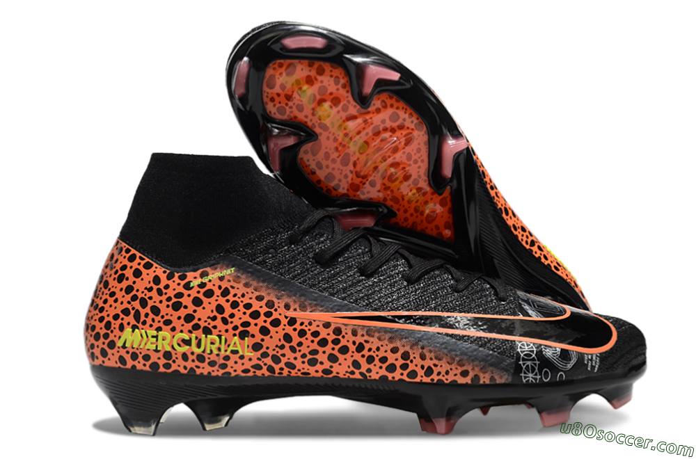 Nike Air Zoom Mercurial Superfly 10 Elite FG Firm Ground Soccer Cleats - Black/Orange/Leopard 1