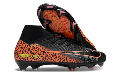 Nike Air Zoom Mercurial Superfly 10 Elite FG Firm Ground Soccer Cleats - Black/Orange/Leopard