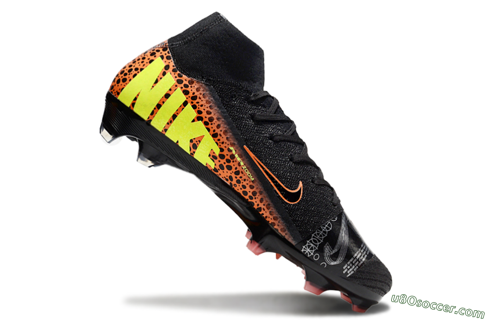 Nike Air Zoom Mercurial Superfly 10 Elite FG Firm Ground Soccer Cleats - Black/Orange/Leopard 4