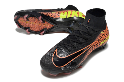Nike Air Zoom Mercurial Superfly 10 Elite FG Firm Ground Soccer Cleats - Black/Orange/Leopard