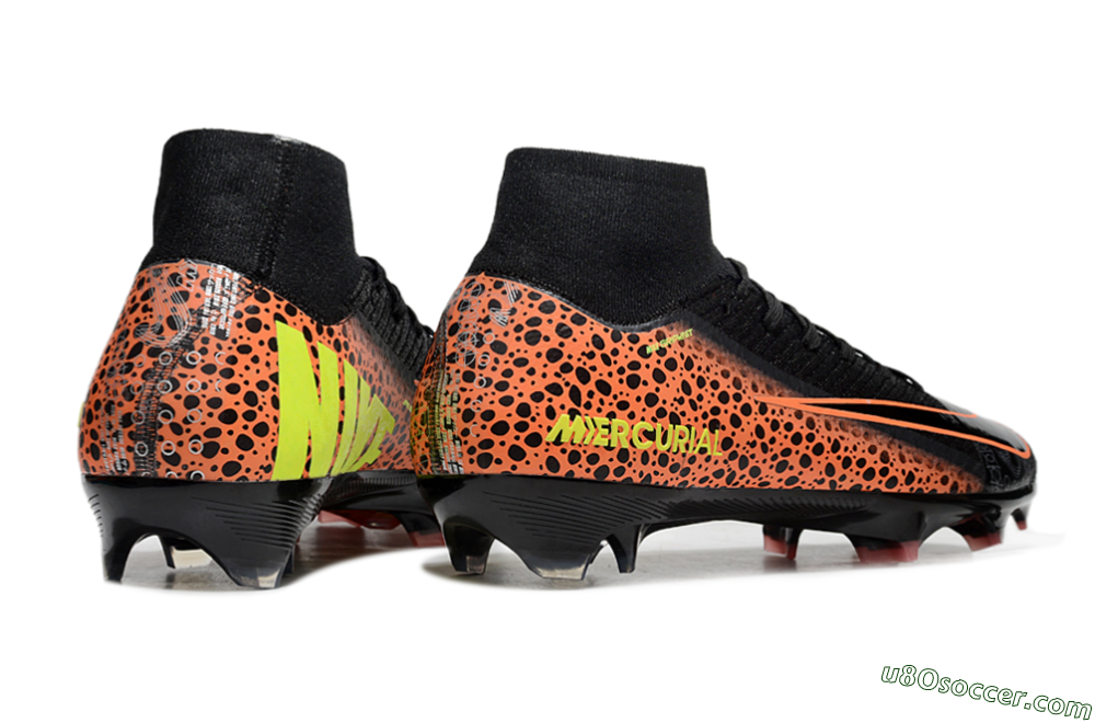 Nike Air Zoom Mercurial Superfly 10 Elite FG Firm Ground Soccer Cleats - Black/Orange/Leopard 6